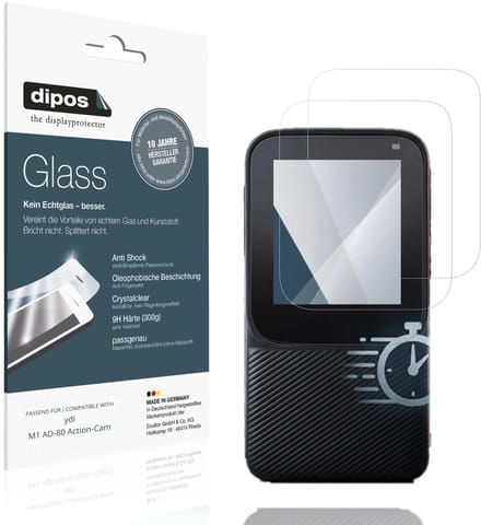 dipos – 2x Pantserfolie geschikt voor ydi M1 AD-80 Action-Cam | 9H Screenprotector