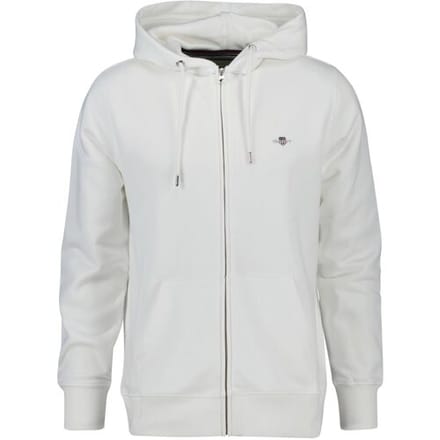 Gant Vest Shield Logo Embroidery Full Zip Hoodie Kangaroo Pocket Eggshell / male