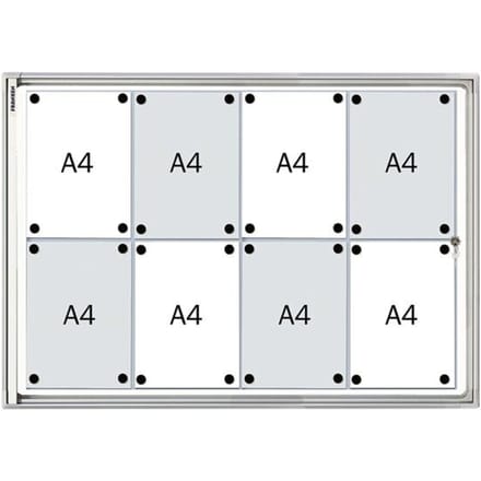 FRANKEN X-tra!Line vitrinekast, 8 x DIN A4, metalen achterwand