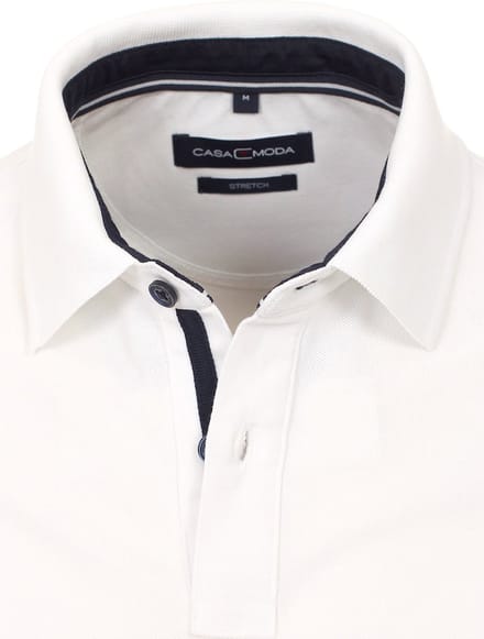 Casa Moda Polo Shirt Comfort Fit Effen Stretch Wit 4470 - M