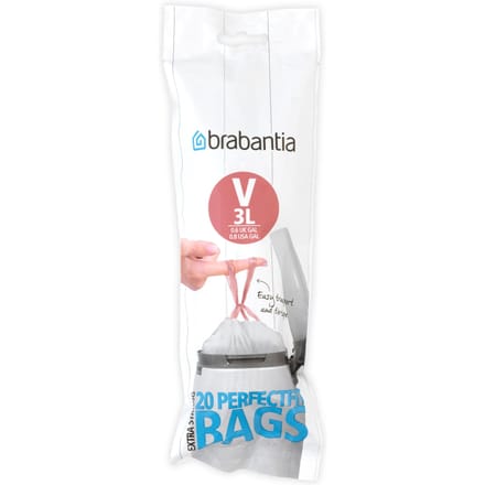 Brabantia PerfectFit Afvalzak met trekbandsluiting - 3 l - Code V - 20 stuks