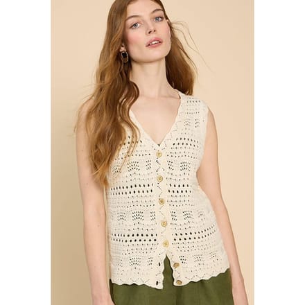 White Stuff Pippa Waistcoast Natural White Taglia: S | Gilet Outlet | Donna | Bianco