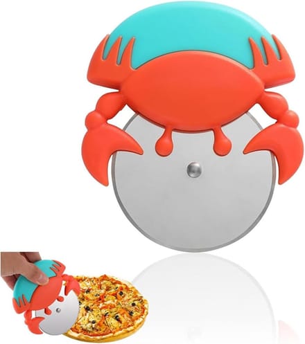 Set van 2 Veiligheid RVS Pizzasnijder met Crab Design, Ideaal voor Pizza, Deeg en Gebak