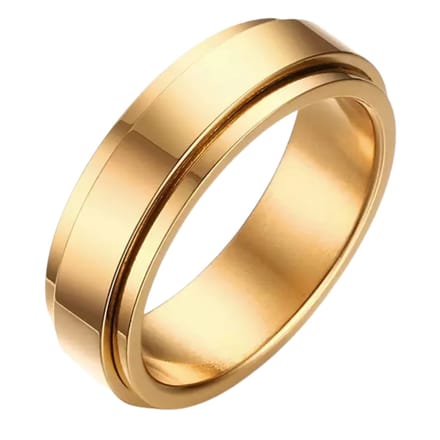 Anxiety Ring - (glad) - Fidget Ring - Stress Ring - Draaibare Ring - Spinning Ring - Spinner Ring - Goudkleurig RVS - (19.00 mm / maat 60)