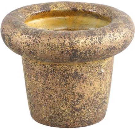 PTMD Relandi Ronde Bloempot - H16 x Ø20 cm - Cement - Goud