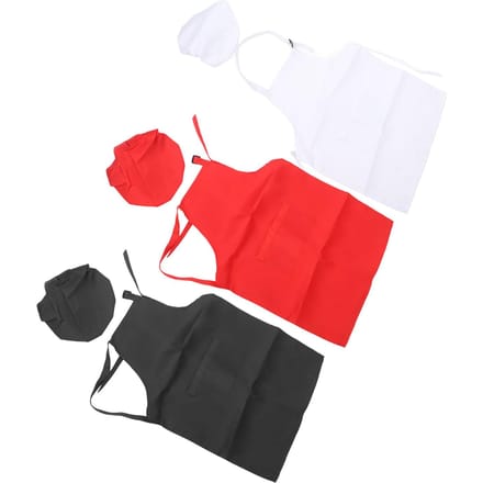 3 Set Kinder Schort en Koksmuts Rood Zwart Wit Schattig Comfortabel Rekbaar Polyester Kinderen Koken red