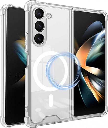 Geschikt voor Samsung Galaxy Z Fold 5 Hoesje met MagSafe Back Cover Transparant