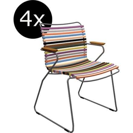 HOUE Bundel 4x CLICK Eetkamerstoel met lage rugleuning - multicolor