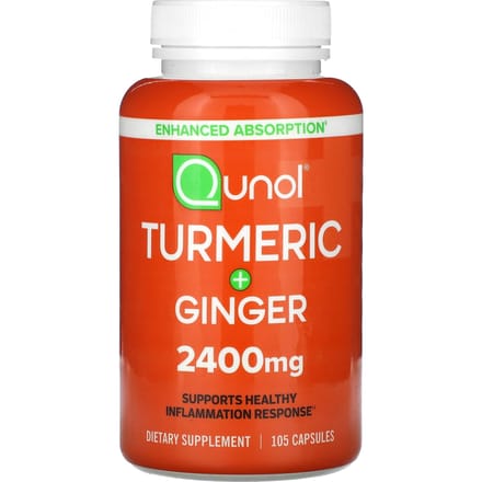 Qunol, Kurkuma + Gember, 2.400 mg, 105 capsules (800 mg per capsule)