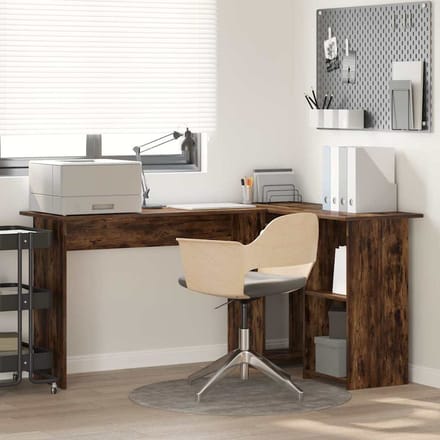 vidaXL - Bureau - Rook - Eiken - 142 - x - 102 - x - 73 - cm - Bewerkt - hout