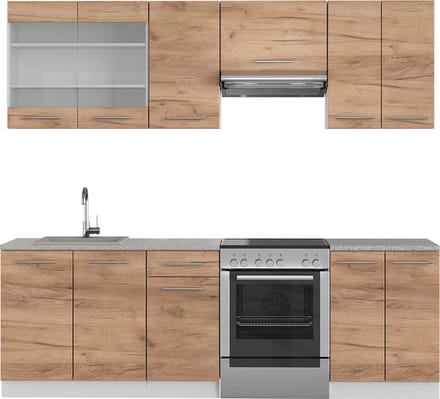 Vicco Fame-Line Complete keukeneenheid – 240 cm, WB Marmer Eik goud/wit