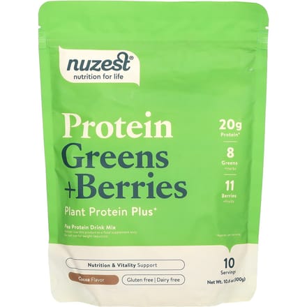 Nuzest, Protéines, Légumes + Baies, Cacao, 10,6 oz (300 grammes)