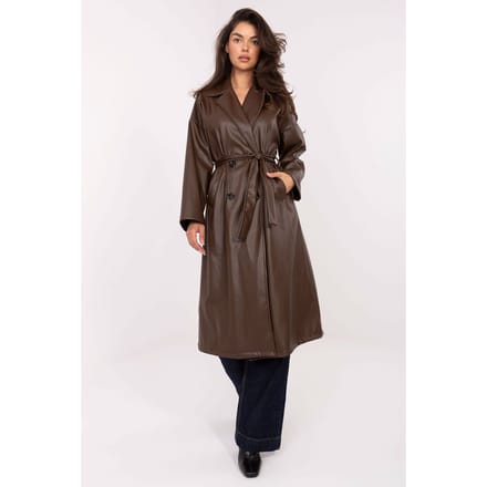 Leather Chic Trench - Dark Brown / One Size