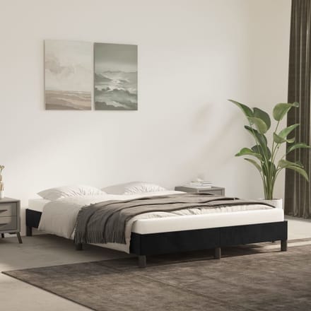 vidaXL - Bedframe - zonder - matras - 140x190 - cm - fluweel - zwart