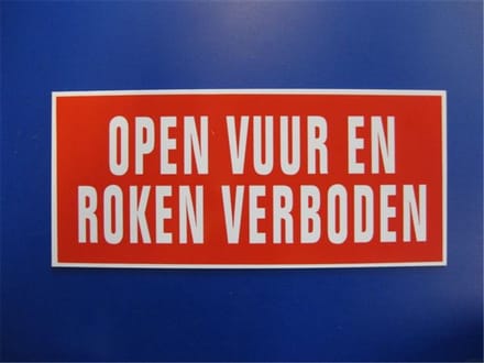 Bord 15X35 Pvc Open Vuur/Roken Verboden