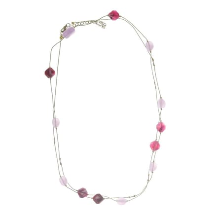 Behave - Ketting goudkleur met paarse kralen, 125 cm
