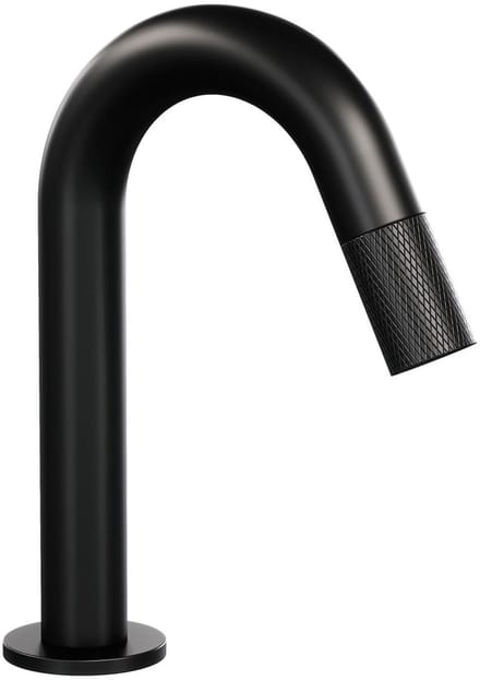 Brauer Black Carving opbouw fonteinkraan met gebogen uitloop mat zwart