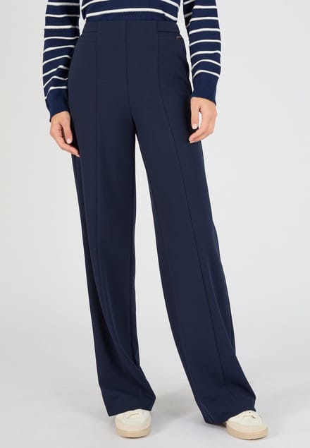 Damart - Wijde broek klassiek tricot - Dames - Blauw - 42