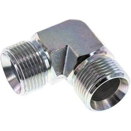 90° L-Koppeling G1'' Hoge Druk Staal  60° Conus 225bar Hydrauliek