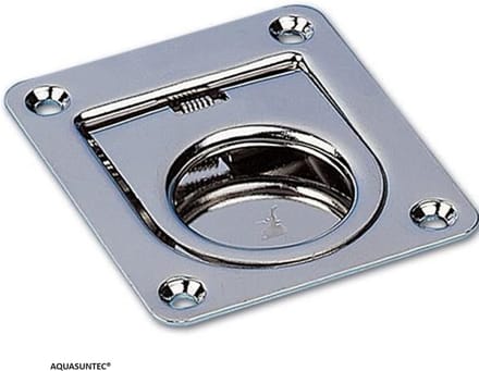 RVS Luikring met Veer | 45×38×10 mm | Boot Luikgreep RVS 316 Hoogglans Zoutwaterbestendig
