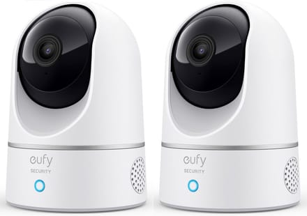 eufy Pan & Tilt 2K Indoor Beveiligingscamera 2-Pack - Bedraad - Wit