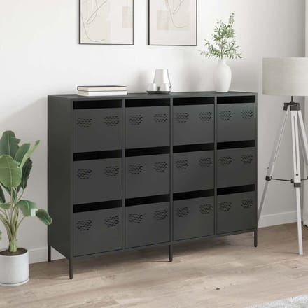 vidaXL - Dressoir - 135x39x103,5 - cm - koudgewalst - staal - zwart