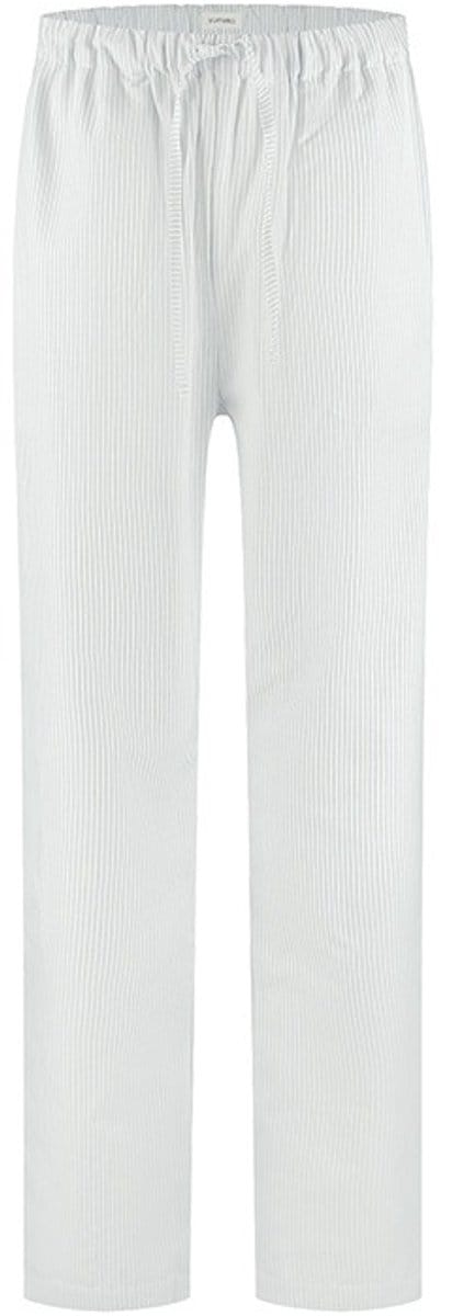 Yumeko pyjamabroek heren katoen TENCEL™ wit/blauw stripe m