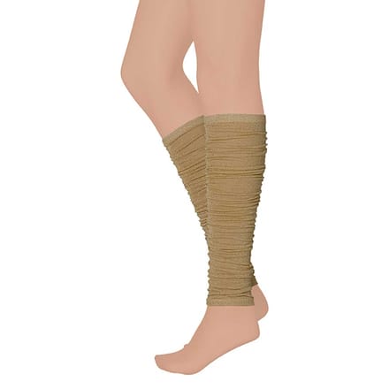 Apollo - Feest beenwarmer 60 denier microfibre - Lurex - Goud - One size - Beenwarmers dames - Beenwarmers carnaval - Feestkleding - Carnaval