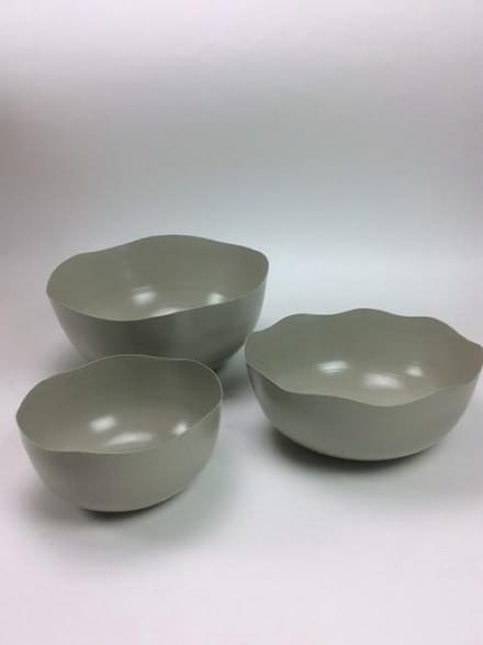 set van drie schalen in de kleur blue grey handgemaakt in vintage-look