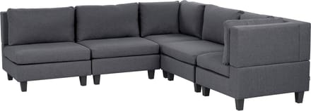 UNSTAD - 5-zitsbank modulair - Donkergrijs - Linkszijdig - Polyester
