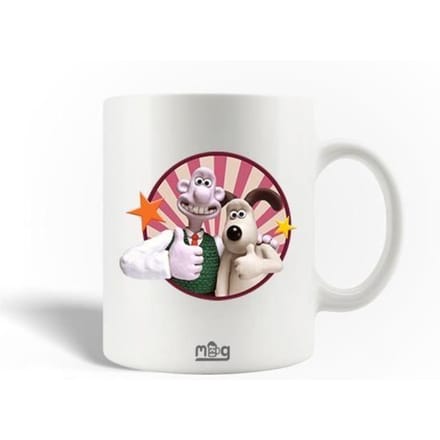 Mug en Céramique - Wallace et Gromit - 30cl - Blanc - Compatible Lave-Vaisselle - Rond