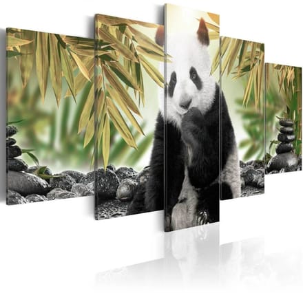 Schilderij - Schattige panda beer, 5 luik