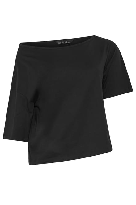 Limited Collection Zwart Katoenen Tshirt Met Blote Schouders Size 48