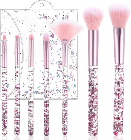7-delige Make-up Kwasten Set met Kristal Sprankels voor Poeder, Foundation, Oogschaduw en Concealer