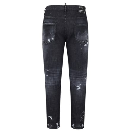 Dsquared2 Skater Jean Gescheurde dijen Verfspatten Zwarte wasjeans