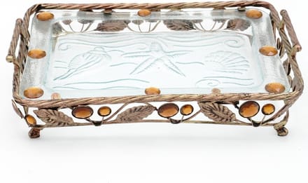 Glas Decoratie Schaal - Brons - 37x25 cm