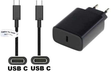 OneOne 20W snellader + 0,5m sterke USB C naar C kabel. PD lader. Oplader adapter past op Kobo (Rakuten) eReader Elipsa, Elipsa 2E, Sage, Libra 2, Libra Colour, Clara 2E, Clara Colour, Clara BW - Kindle (Amazon) Scribe