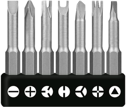 7-delige speciale schroevendraaierset met driehoekige bits en diverse formaten voor precisiewerk