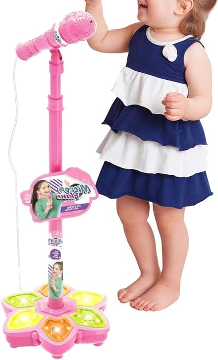Kind Microfoon Speelgoed - Draadloze Zangmachine - Muziek Maken - Dynamisch Ademlicht - 32 cm - Roze