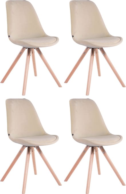 CLP Toulouse Set van 4 Stoelen - Rond frame - Fluweel creme natura