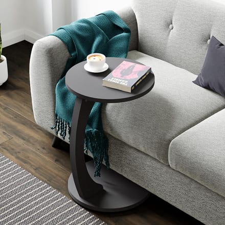 Bijzettafel rond op wielen - Laptoptafel 56xØ38 cm grijs