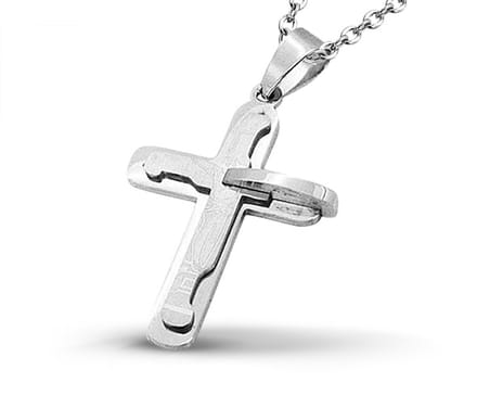 Montebello Ketting Bazar - 316L Staal - Kruis - 42x27mm - 60cm