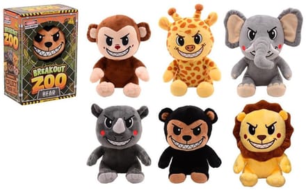 Johntoy pluche knuffeldier XL speelgoed in doos 6 assorti multicolor.