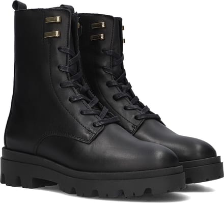 Hip H1626 Veterboots - Laarzen Met Veters - Meisjes - Zwart - Maat 33