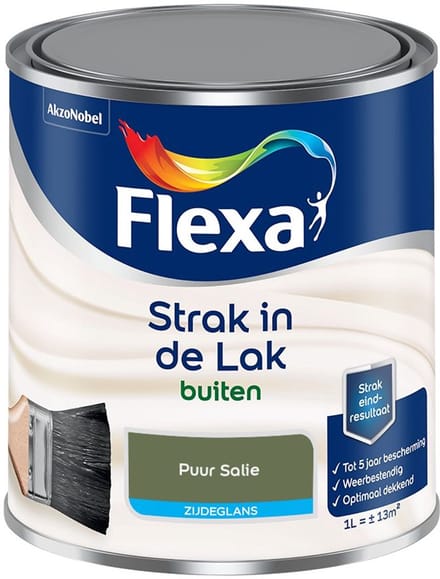 Flexa - Strak In De Lak Buitenlak Zijdeglans - Puur Salie - Mengverf - 1 L