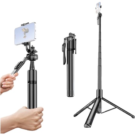 79,5-inch Multifunctionele Selfie Stick Draagbare Gimbal Stabilisator met Aluminiumlegering Telescopisch zwart