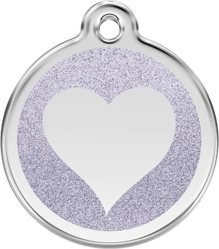 Red Dingo Hondenpenning 38 mm hart glitter zilverkleurig