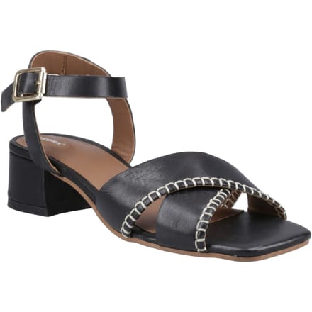 Hush Puppies Lyla Hielend Leer Dames Zwarte Sandalen
