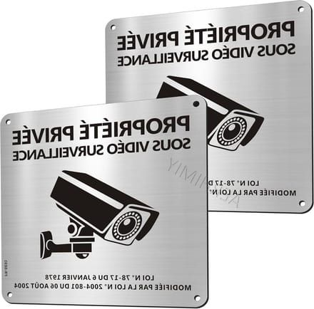 Surveillance Panneau - Video Surveillance - Private Property - UV Resistant Waterproof - 15x15cm - Aluminium
