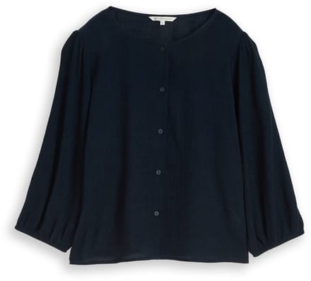 Tom Tailor Denim - Crinkle blouse met knoopsluiting - Maat M - sky captain blue